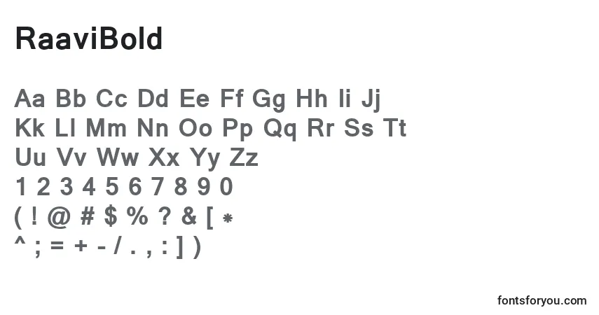 Schriftart RaaviBold – Alphabet, Zahlen, spezielle Symbole