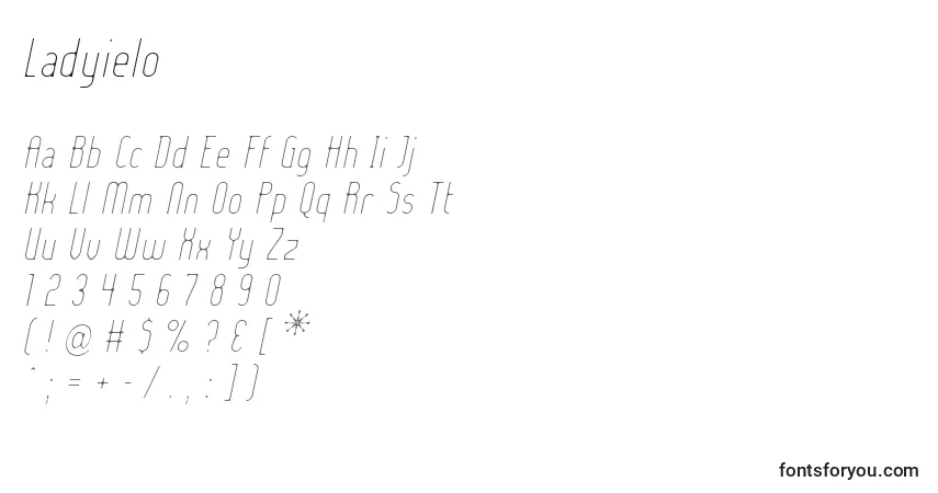 Schriftart Ladyielo – Alphabet, Zahlen, spezielle Symbole