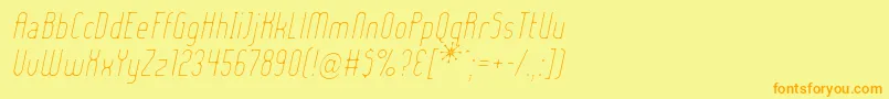 フォントLadyielo – オレンジの文字が黄色の背景にあります。