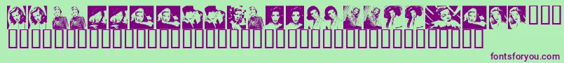 Bacall-Schriftart – Violette Schriften auf grünem Hintergrund