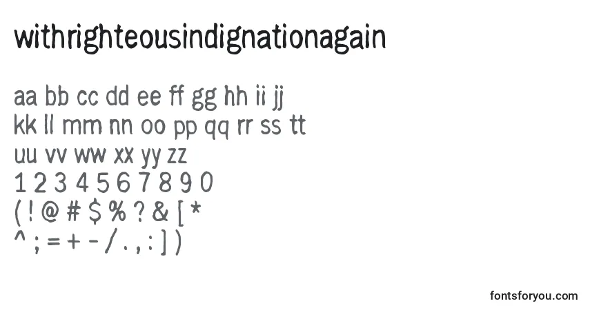A fonte WithRighteousIndignationAgain – alfabeto, números, caracteres especiais