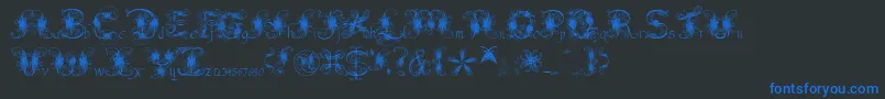 FantasticPete-Schriftart – Blaue Schriften auf schwarzem Hintergrund