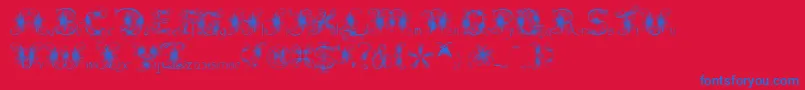 Fonte FantasticPete – fontes azuis em um fundo vermelho