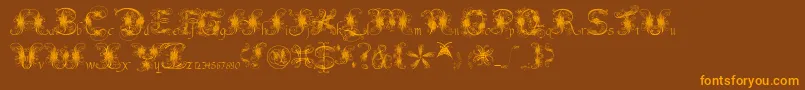 FantasticPete-Schriftart – Orangefarbene Schriften auf braunem Hintergrund