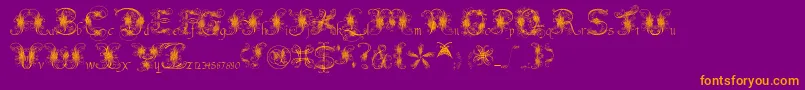 FantasticPete-Schriftart – Orangefarbene Schriften auf violettem Hintergrund