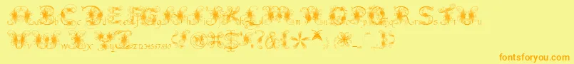 FantasticPete-Schriftart – Orangefarbene Schriften auf gelbem Hintergrund