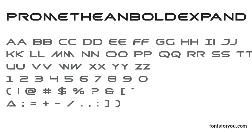 Шрифт Prometheanboldexpand – алфавит, цифры, специальные символы