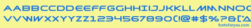 フォントPrometheanboldexpand – 青い文字が黄色の背景にあります。