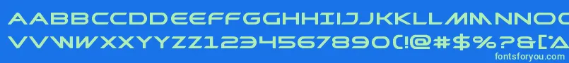 Prometheanboldexpand-Schriftart – Grüne Schriften auf blauem Hintergrund