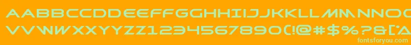 Prometheanboldexpand-Schriftart – Grüne Schriften auf orangefarbenem Hintergrund