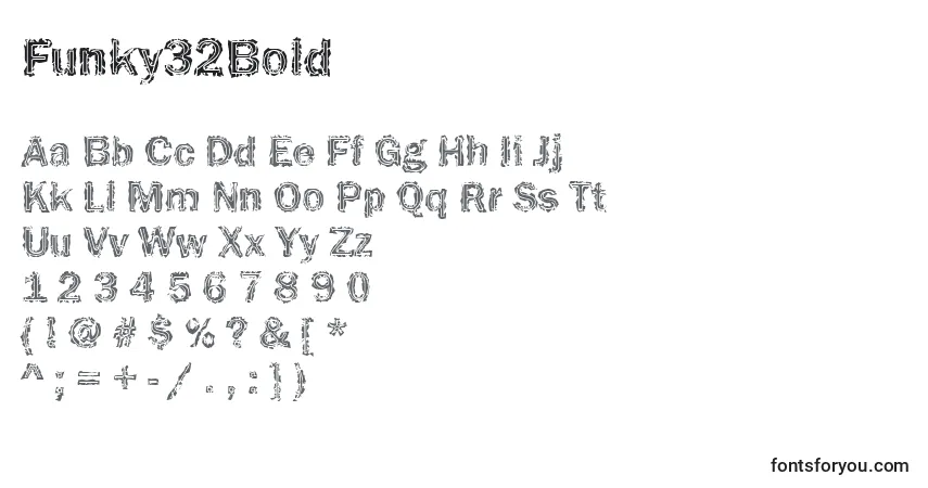 Schriftart Funky32Bold – Alphabet, Zahlen, spezielle Symbole