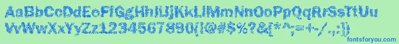 Funky32Bold Font – Blue Fonts on Green Background