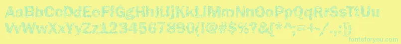 Funky32Bold-Schriftart – Grüne Schriften auf gelbem Hintergrund