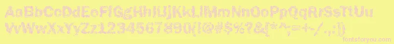 Funky32Bold-Schriftart – Rosa Schriften auf gelbem Hintergrund