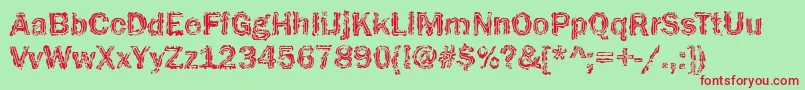 フォントFunky32Bold – 赤い文字の緑の背景