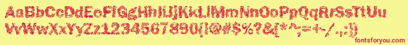 フォントFunky32Bold – 赤い文字の黄色い背景