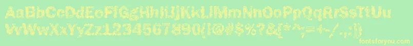 Funky32Bold-Schriftart – Gelbe Schriften auf grünem Hintergrund