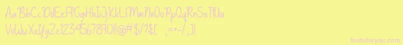BasicallyYesTtf-Schriftart – Rosa Schriften auf gelbem Hintergrund