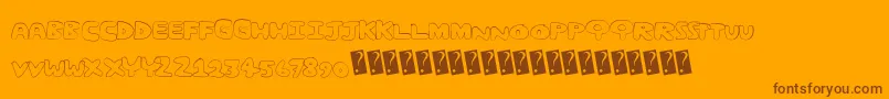 Fancom-Schriftart – Braune Schriften auf orangefarbenem Hintergrund