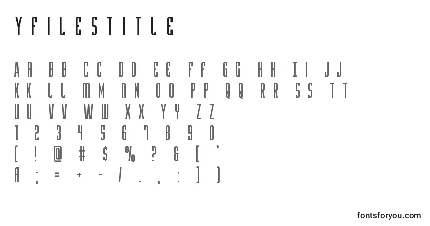 Schriftart Yfilestitle – Alphabet, Zahlen, spezielle Symbole
