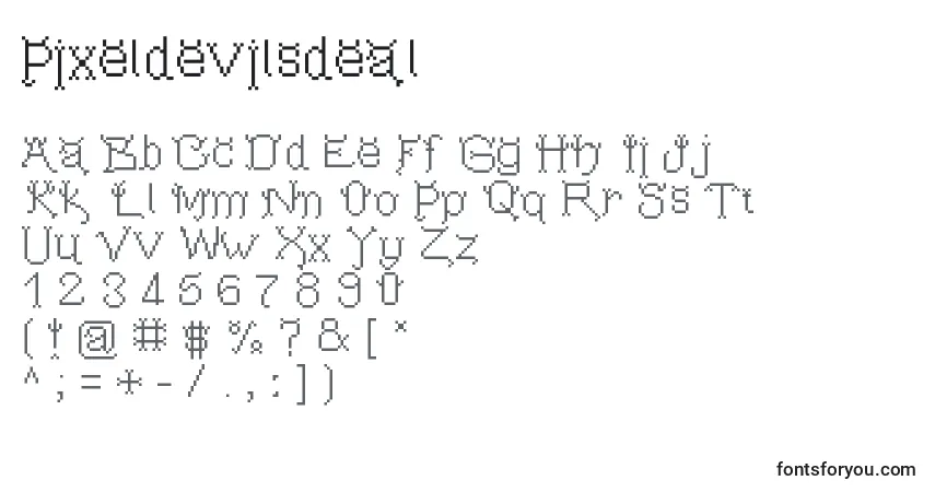 A fonte Pixeldevilsdeal – alfabeto, números, caracteres especiais