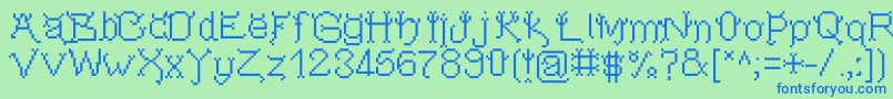 Pixeldevilsdeal Font – Blue Fonts on Green Background