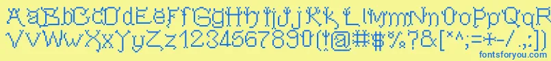 Pixeldevilsdeal Font – Blue Fonts on Yellow Background
