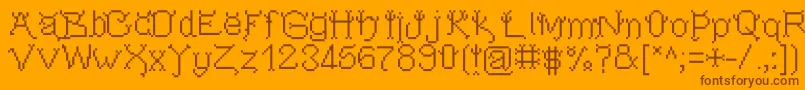 Fonte Pixeldevilsdeal – fontes marrons em um fundo laranja