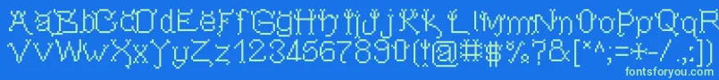 Pixeldevilsdeal Font – Green Fonts on Blue Background