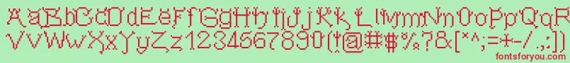 Pixeldevilsdeal Font – Red Fonts on Green Background
