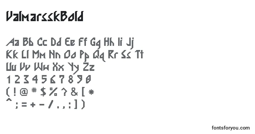 A fonte ValmarsskBold – alfabeto, números, caracteres especiais