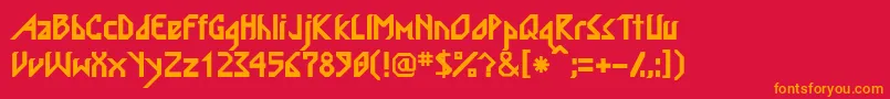 フォントValmarsskBold – 赤い背景にオレンジの文字