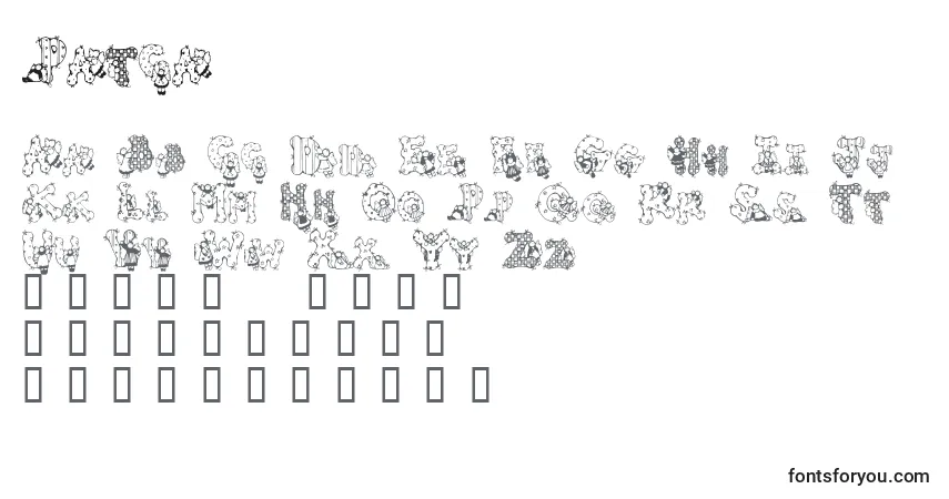 Schriftart Patca – Alphabet, Zahlen, spezielle Symbole