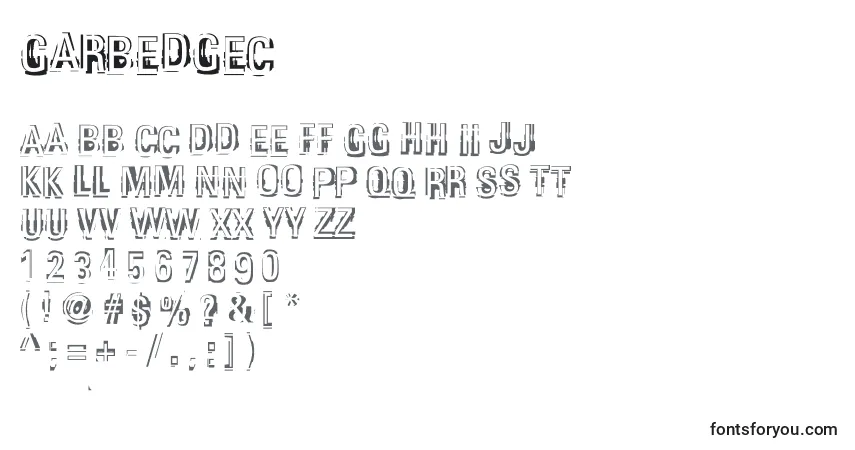 Шрифт Garbedgec – алфавит, цифры, специальные символы