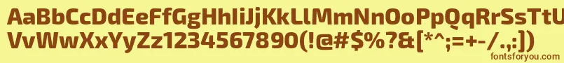 フォントExo2.0Extrabold – 茶色の文字が黄色の背景にあります。