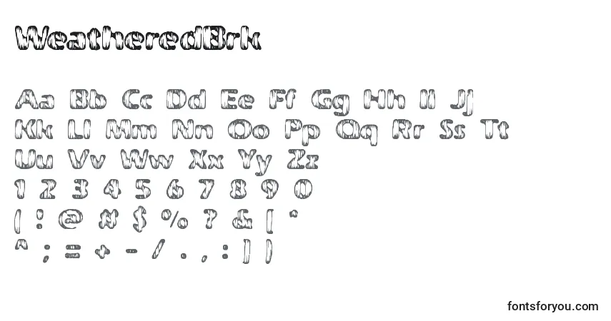A fonte WeatheredBrk – alfabeto, números, caracteres especiais