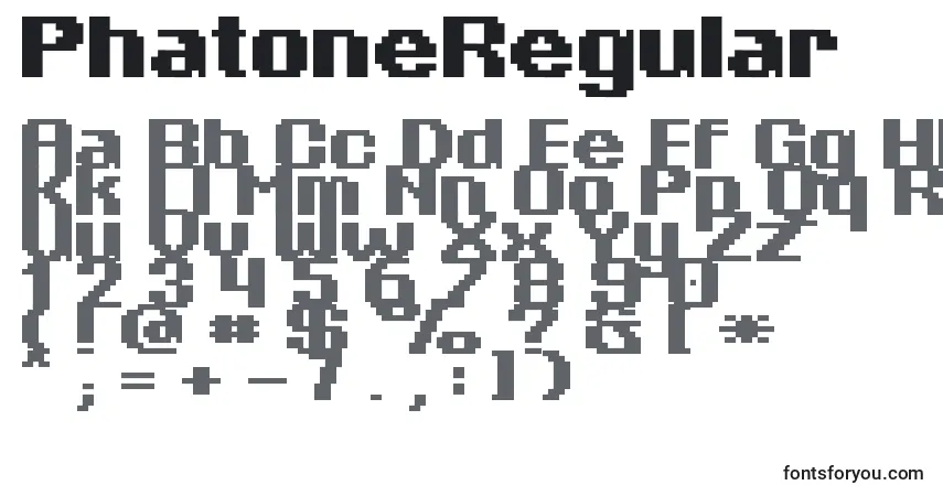 Fuente PhatoneRegular - alfabeto, números, caracteres especiales