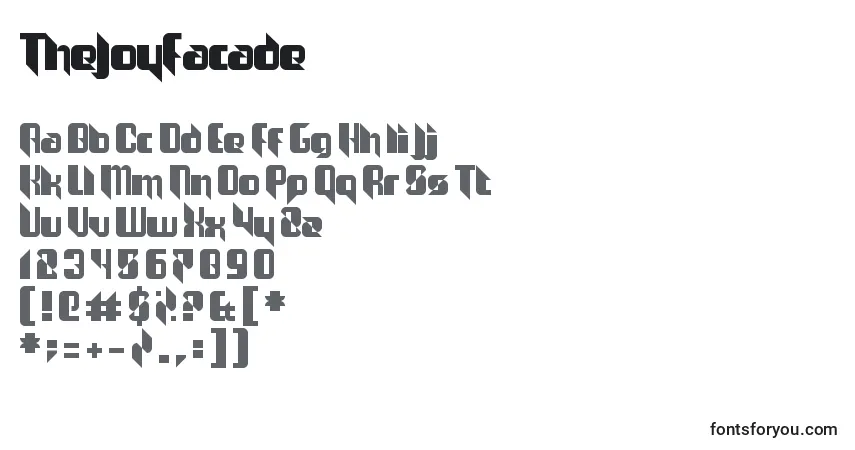 Czcionka TheJoyFacade – alfabet, cyfry, specjalne znaki