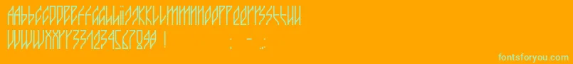 Guacamayo-Schriftart – Grüne Schriften auf orangefarbenem Hintergrund