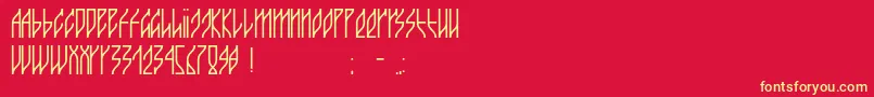 Guacamayo-Schriftart – Gelbe Schriften auf rotem Hintergrund