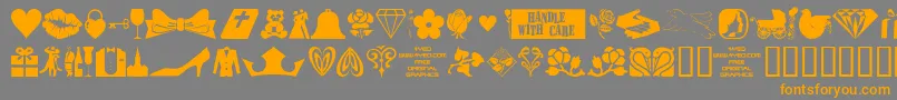 4yeoval-Schriftart – Orangefarbene Schriften auf grauem Hintergrund