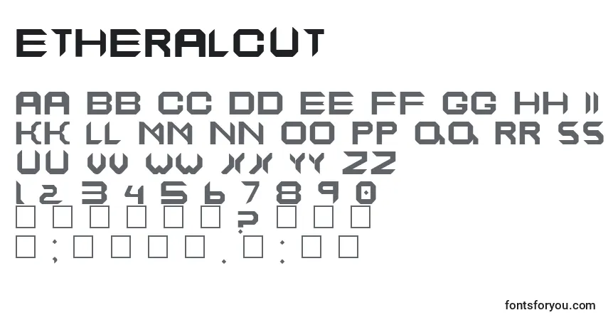 Czcionka EtheralCut – alfabet, cyfry, specjalne znaki