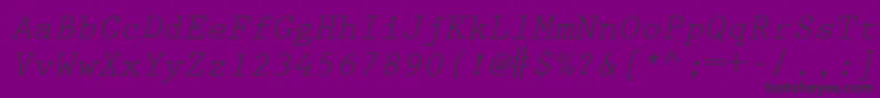 PrestigeEliteLtSlanted-Schriftart – Schwarze Schriften auf violettem Hintergrund