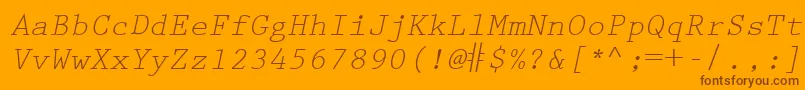 PrestigeEliteLtSlanted Font – Brown Fonts on Orange Background