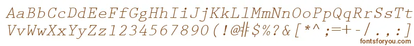 PrestigeEliteLtSlanted Font – Brown Fonts on White Background