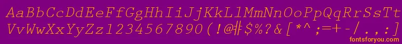 PrestigeEliteLtSlanted Font – Orange Fonts on Purple Background