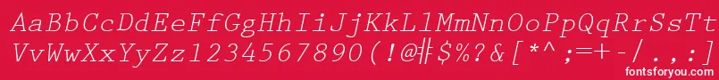 PrestigeEliteLtSlanted Font – White Fonts on Red Background