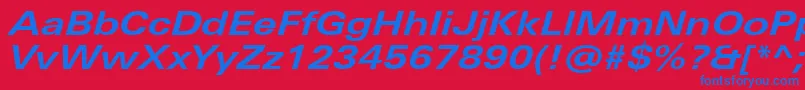 UniversNextProBoldExtendedItalic Font – Blue Fonts on Red Background