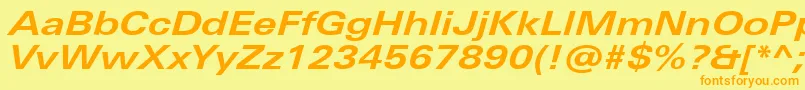 UniversNextProBoldExtendedItalic Font – Orange Fonts on Yellow Background