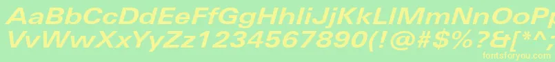 UniversNextProBoldExtendedItalic Font – Yellow Fonts on Green Background